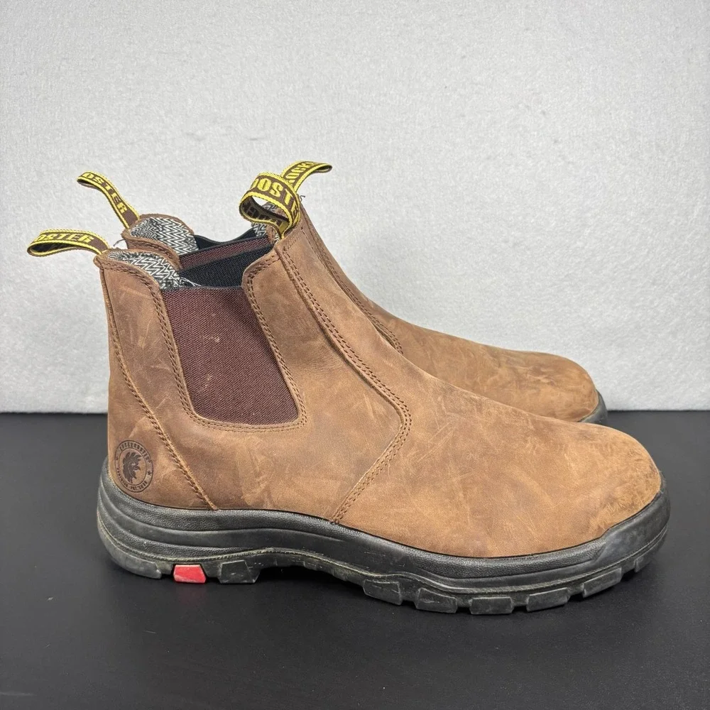 Rockrooster Lumen Brown Leather Work Boots Mens 13 Wide Chelsea Slip On EH AK224